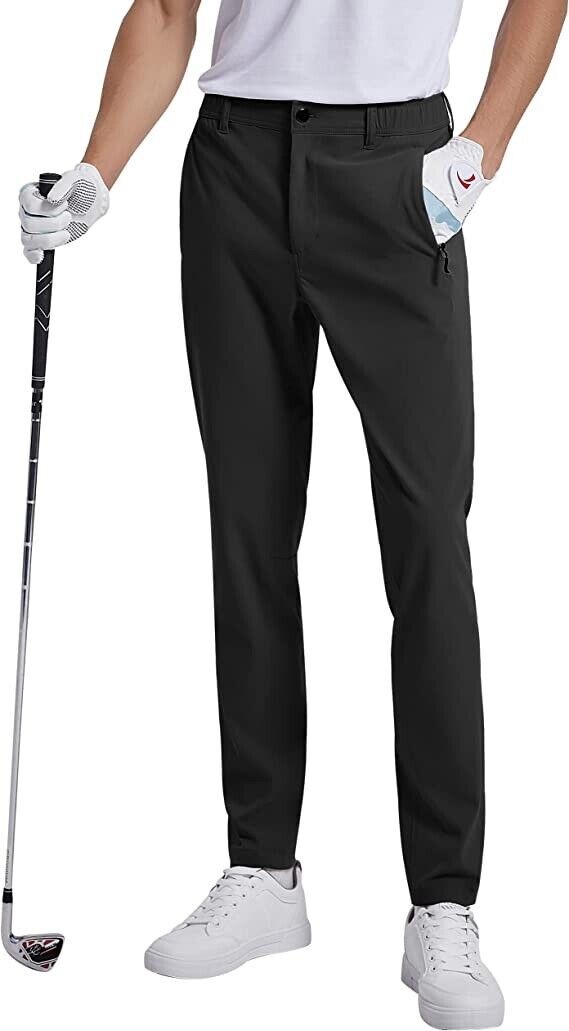 Men‘s Dress Pants Slim Fit Stretch Waterproof Reflective Golf, & Hiking Trousers