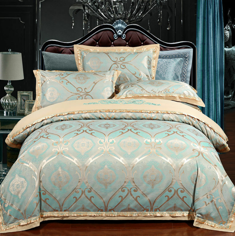 Luxury Silk Satin Bedding Sets Queen King Size Cotton Bed Bedlinen Linge